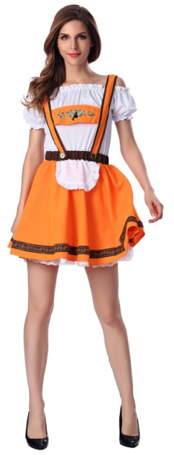 F1665 Orange Beer Girl Sexy Maid Costume